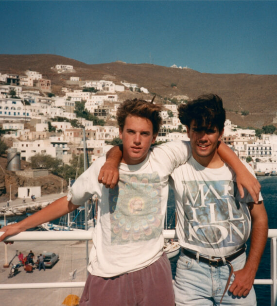 photo scan of two friends in Greece 1990's