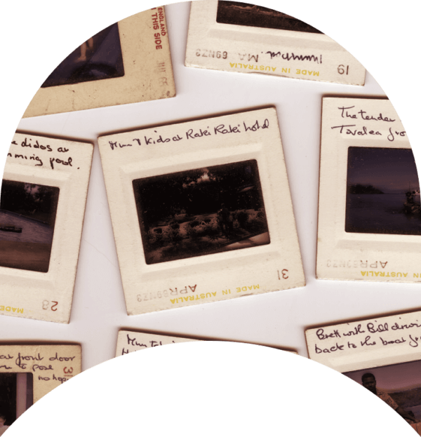various 35mm slides with handwriting
